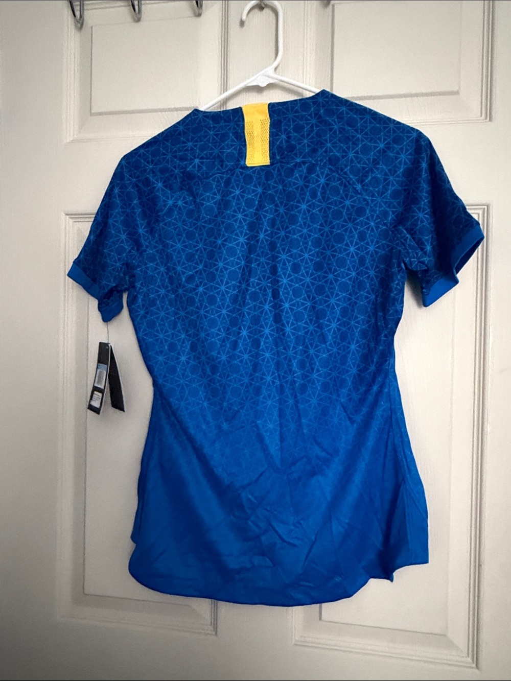 Nike Brasil Women's Blue Soccer Jersey with Yellow Accents - Picture 3 of 3
